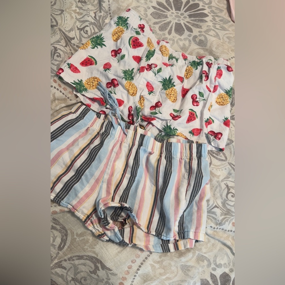 Fruit Print and Striped Shorts Bundle